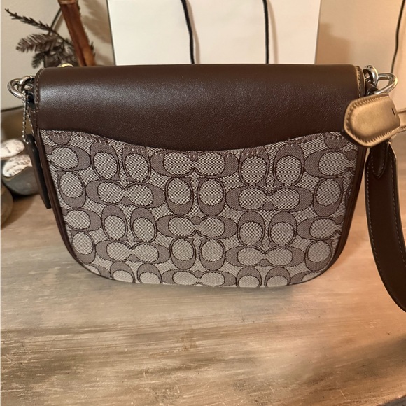Coach Dark Brown and Gray Crossbody Bag Amelia Saddle Bag - Picture 6 of 6